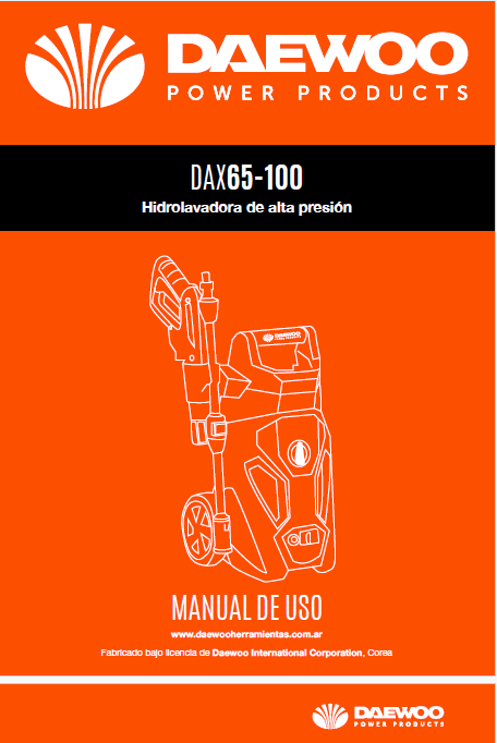 Manual de la Hidrolimpiadora Daewoo DAX100-1200W en PDF